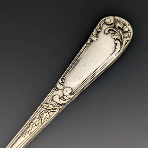 English antique silver plate teaspoon 12 sugar tongs set in case